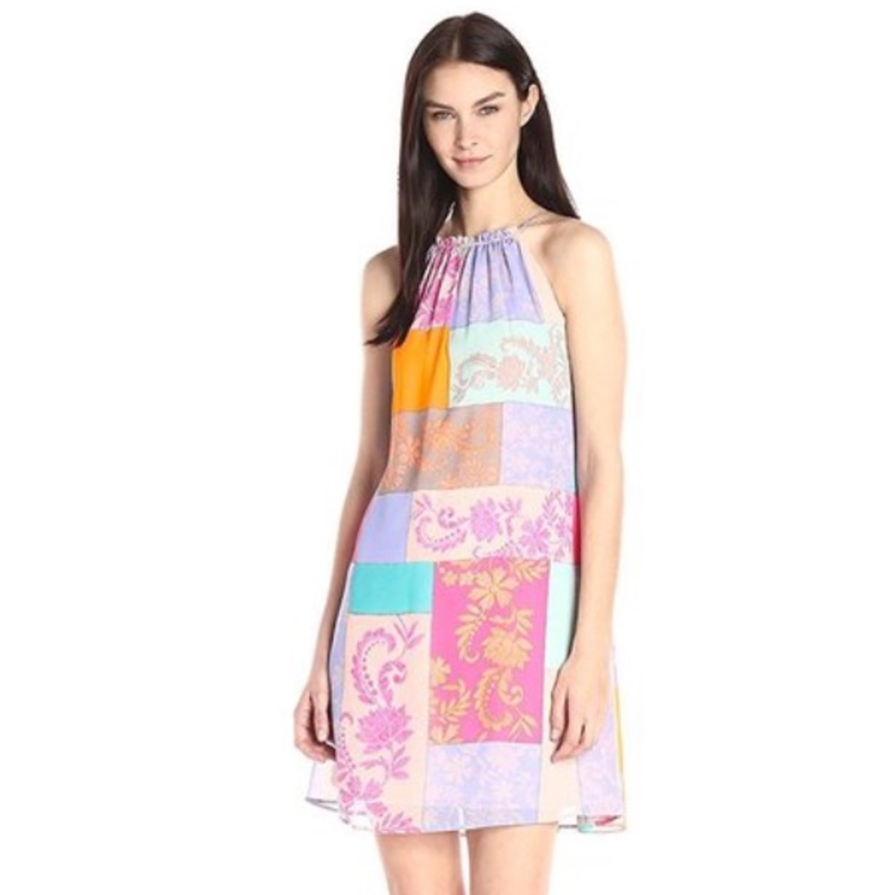 Just Taylor Chiffon Patchwork Dress 4 NWT